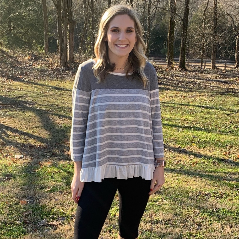 Striped Ruffle Top - Picture 2 of 6